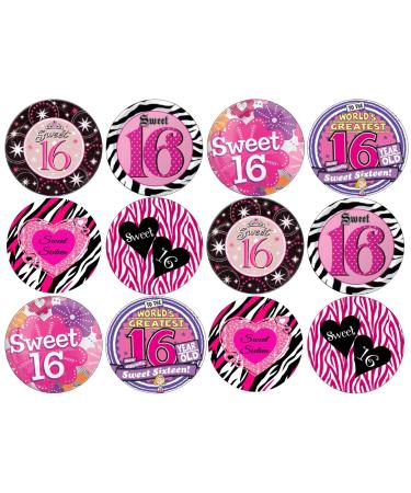 24 Girl Sweet 16 Edible Wafer Cup Cake Toppers