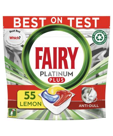 Fairy Platinum Plus All-in-One Dishwasher Tablets Bulk Lemon 55 Tablets