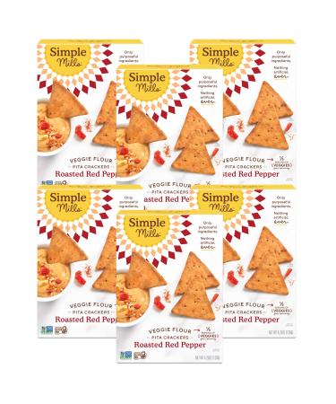 Simple Mills Vegetarian Flour Crackers, Roasted Red Pepper, Gluten Free, Vegan, Healthy Snacks, Paleo, 4.25 oz Pack of 6 Roasted Red Pepper 4.25 Ounce (Pack of 6)
