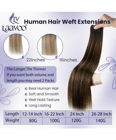 Buy Laavoo 60cm Real Hair Balayage Extensions - Dark Brown Ombre Light Brown Sew-In Weft - 120g #2/8/2 - Premium Quality Hair Extensions - Buy Online on SooperMarket.com