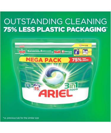 Ariel 3-In-1 Pods Original 55 Count - Laundry Detergent Pack of 1 - Buy Online on SooperMarket.com