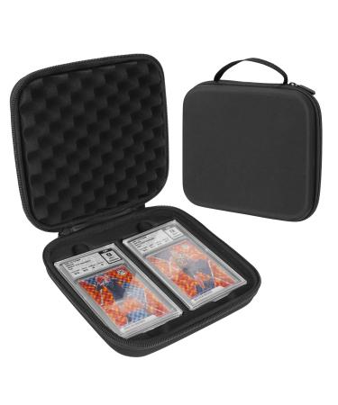 Risou Collection Graded Card Case Compatible with 2PCS BGS PSA FGS SGC Graded Sports Trading Cards Toploaders Baseball.with Anti Scratch Damping Sponge (Black)
