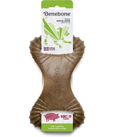 Benebone Dental Dog Chew Toy for Aggressive Chewers - Long Lasting - Made in USA with REAL Bacon - Medium - Buy Online on SooperMarket.com