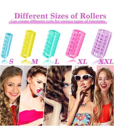 30-Piece Self-Grip Plastic Hair Rollers Set - DIY Hair Curlers for Hairdressing, Salon & Barber Use (5 Sizes) - Buy Online on SooperMarket.com