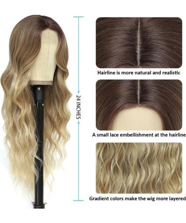 Mabufun Middle Part Curly Synthetic Wig - Ombre Blonde | Heat Resistant Fiber, Natural Look for Daily & Party Wear - Buy Online on SooperMarket.com