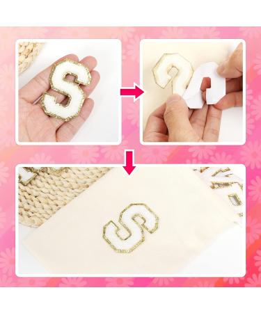 White Letter Chenille Patches - 26PCS Self-Adhesive Iron on Letters, Varsity Alphabet Embroidered Applique for Clothing and Accessories - Buy Online on SooperMarket.com