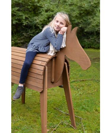 Roba Wooden Garden Horse - Vaulting Horse with Mane & Tail for Gymnastics & Riding - Solid Teak Construction - Buy Online on SooperMarket.com