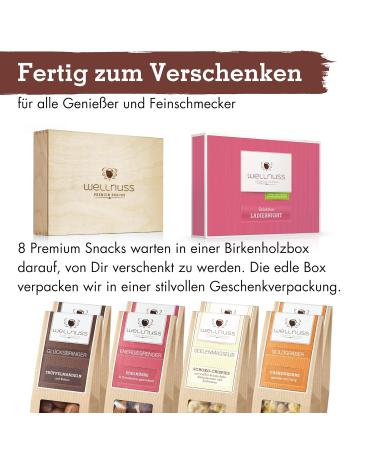 Wellnut Ladiesnight Premium Gift Set for Women | High-Quality Birch Wood Box with 8 Exceptional Nut & Chocolate Snacks | Perfect Delicatessen Gift Idea for Girlfriend Sister or Mother - Buy Online on SooperMarket.com