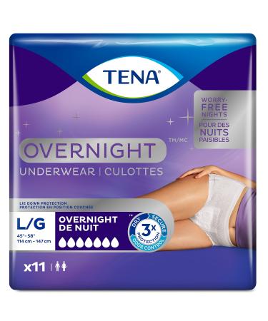 Tena Incontinence Underwear for Overnight Unisex Large 11 Count Large 11 count Solid