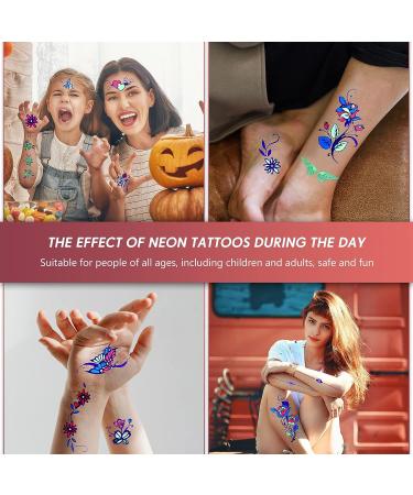 15 Sheets Glow in the Dark Temporary Neon Makeup UV Stickers for Women Kids - Stylish Body Face Skin Glowing Shimmer - Rave Party Supplies - Buy Online on SooperMarket.com