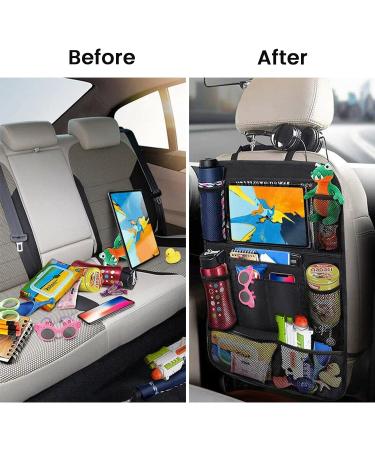 ACELIFE Car Seat Organizer for Kids - 2 Pack Backseat Protector with iPad Holder, Kick Mat, 9 Pockets - Black Car Accessories for Toddlers - Buy Online on SooperMarket.com
