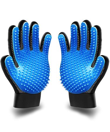 KENNELS & KATS Pet Grooming Gloves | Deshedding Glove for Easy, Mess-Free Grooming | Grooming Mitt for Dogs, Cats, Rabbits & Horses with Long/Short/Curly Hair | Pet Hair Gloves for Pet Hair Removal Pair - One Size Fits All Blue