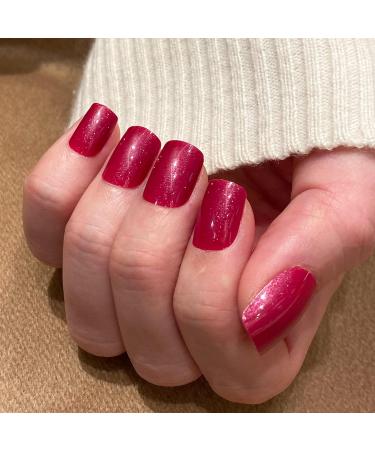 Buy Novo Ovo Short Corner Oval Press-On Nails - Angular Rose Red Monochrome | Long-Lasting Artificial Fingernails with Glue - International Shipping Available - Buy Online on SooperMarket.com