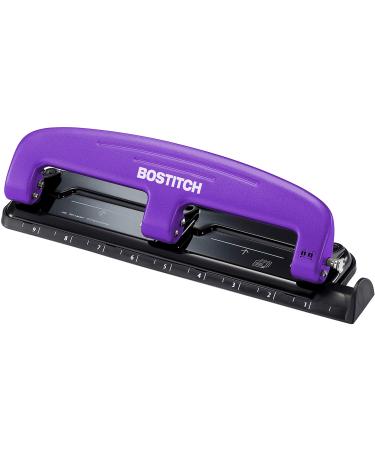 Bostitch Office EZ Squeeze Reduced Effort 3-Hole Punch  12 Sheets  Purple (2105)  1.6 x 3 x 11