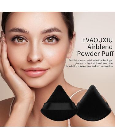 2 Pcs EVAOUXIU Triangle Powder Puff for Face Powder - Soft Plush Setting & Foundation Blender Sponge in Black - Buy Online on SooperMarket.com