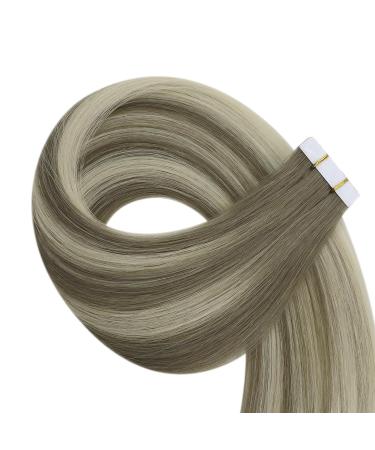 Youngsee Ombre Tape In Extensions - 55cm Real Hair Light Ash Brown to Blonde 5pcs 12.5g #7/7/ic - Premium Virgin Quality for Ultimate Style - Buy Online on SooperMarket.com