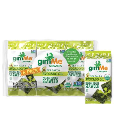 gimMe Organic Roasted Seaweed Sheets Sea Salt Avocado Oil Keto Vegan Gluten Free Great Source of Iodine and Omega 3’s Healthy OnTheGo Snack for Kids Adults 6 Count850023446930