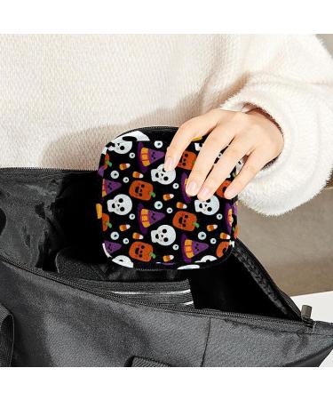 Halloween Skull Black Sanitary Napkin Storage Bag - Portable Period Bag for Women and Teen Girls - Multi-colored - 1Pcs - Buy Online on SooperMarket.com