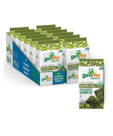 gimMe Organic Roasted Seaweed Sheets - Extra Virgin Olive Oil - 12 Count - Keto, Vegan, Gluten Free - Great Source of Iodine and Omega 3’s - Healthy On-The-Go Snack for Kids & Adults Extra Virgin Olive Oil 12 Count