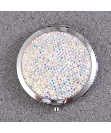 Lurrose Travel Wallet Bling Compact Mirror Round Folding Mirror Double- sided Cosmetic Mirror Portable Pocket Mirror Rhinestone Mirror for Travel and Home Use (Colorful White) Travel Mirror - Buy Online on SooperMarket.com