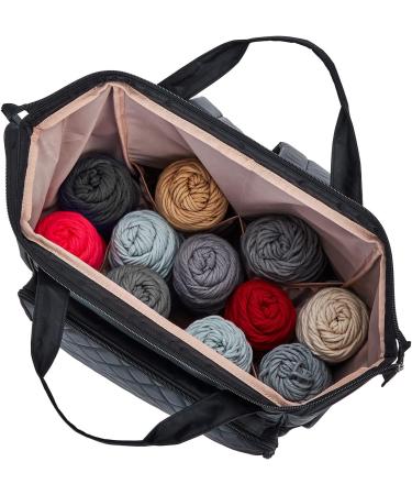 HOMEST Knitting Bag Backpack - Large Yarn Holder with Custom Front Pocket - Black - Buy Online on SooperMarket.com