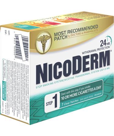 Nicoderm Step 1 Clear Patches Quit Smoking and Smoking Cessation Aid 21 mg of Nicotine/Day 7 Count Step 1 7 Patches - Buy Online on SooperMarket.com