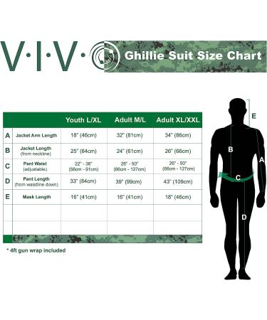 VIVO Ghillie Suit - Adult/Youth Sizes, Dry Grass/Leaf/Woodland Camo, XL/XXL - Woodland Design - Buy Online on SooperMarket.com