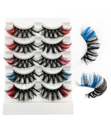3D Mixed Colored 25MM Mink Lashes Pack - Pink Blue Red Eyelashes - Buy Online on SooperMarket.com