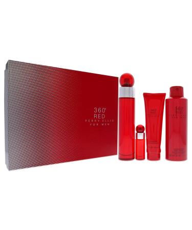 Perry Ellis 360 Red 3.4oz EDT Spray 6oz Body Spray 3oz Shower Gel 7.5ml EDT Spray Men 4 Pc Gift Set - Buy Online on SooperMarket.com