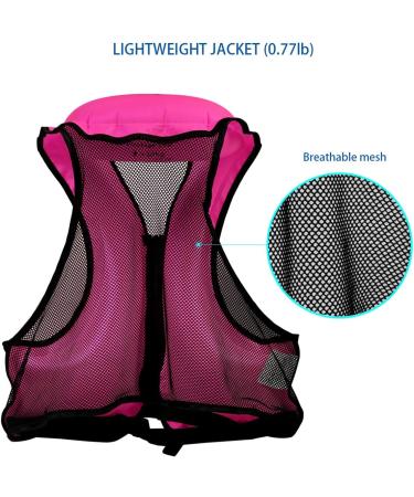 OMOUBOI Inflatable Snorkel Vest | Adult Swimming Jacket for Diving, Surfing & Water Sports (Pink) | 90-220lbs - Buy Online on SooperMarket.com