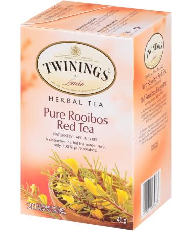 Twinings Pure Rooibos Red Individually Wrapped Tea Bags | Naturally Caffeine-Free | 20 Count (Pack of 6) | Enjoy Hot or Iced Pure Rooibos Red 20 Count (Pack of 6) - Buy Online on SooperMarket.com