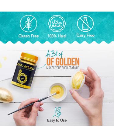 Edible Gold Dust for Cake Decorating - Luster Dust for Cakes - Tasteless Glitter Spray - 15g - Buy Online on SooperMarket.com