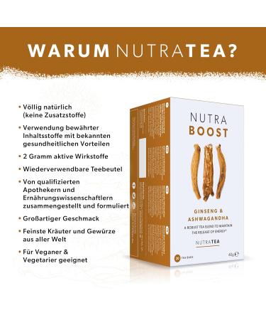 Nutra Tea NutraBoost - Ashwagandha Tea for Stress Relief & Endurance | 60 Reusable Bags | Stress-Free Tea 3-Pack - Buy Online on SooperMarket.com