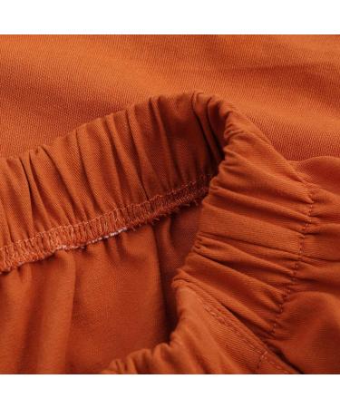 Gufesf Women's Summer Shorts - Lightweight Linen Comfy Elastic Waist Casual Shorts - XX-Large, Orange - Buy Online on SooperMarket.com