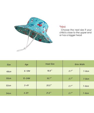 LANGZHEN Baby Girls Beach Sun Hat - Adjustable Wide Brim Toddler Kids Summer Play Hat with Chin Strap, Coral-Turquoise XL - Buy Online on SooperMarket.com
