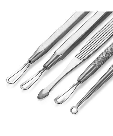 Jewelrywe 5pcs Blackhead Remover Tool Set - Stainless Steel Comedone Extractor for Acne & Blackhead Removal - Buy Online on SooperMarket.com