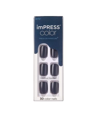 KISS IMPRING COLOR PRESS-ON MANIKUNE GEL NAIL KIT PUREFIT Technology Pre-Glued Graytitude " Polier-free full-tone color including Prep Pad Mini Feile Nagelhautstift and 30 fake nails gray black 1 piece (1 Pack)