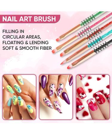 Dazzl Nail Art Brushes for Gel Nails - 8PCS Glitter Handle Brushes in 8 Designs for Painting, Dotting, Drawing - Alloy & Acrylic Material - Buy Online on SooperMarket.com