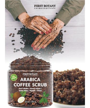 Organic Arabica Coffee Scrub with Coconut and Shea Butter - Acne & Cellulite Treatment, Varicose Vein Therapy - 10 oz - Buy Online on SooperMarket.com