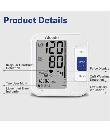 Alcedo Upper Arm Blood Pressure Monitor - Automatic Digital BP Machine with Wide-Range Cuff, LCD Screen, Talking Function, 2x120 Memory - For Home Use - Buy Online on SooperMarket.com