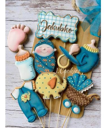 LILIAO Baby Shower Cookie Cutter Set - 10 Pcs Stainless Steel - Footprint, Dress, Carriage, Pacifier, Duck, Elephant, Bottle, Rattle, Ribbon Baby Biscuit Cutters - Buy Online on SooperMarket.com