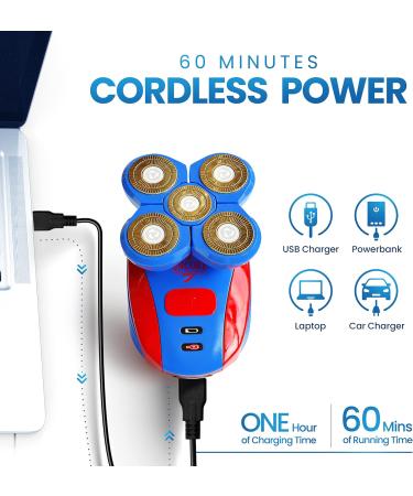 360 Bald Head Shaver | 5-in-1 Grooming Kit | Rechargeable Electric Hair Shaver with Trimmer | Wet & Dry Use | Barber Grade - Buy Online on SooperMarket.com
