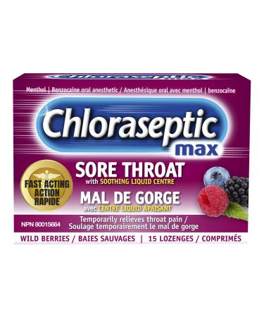 Chloraseptic Maximum Strength Sore Throat Lozenges with soothing liquid centre - Wild Berries 15 lozenges