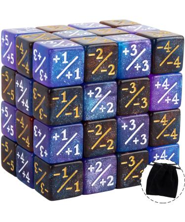 48 PCS Magic The Gathering Token Dice Counters Marble Cube D6 Dice Glitter Sparkle Starry Sky Dice for CCG Creature Stats Card Gaming MTG Accessory (2-Color Mixed)