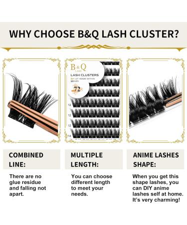 D Curl 10mm Volume Cluster Lashes B&Q 72 Clusters | Soft DIY Wispy Eyelash Extensions - D-10mm B37 - Buy Online on SooperMarket.com