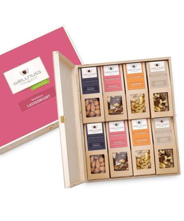 Wellnuss "Ladiesnight"-Premium Gift Set for Women *** Vegan *** I 8 Nuss-Snacks I gift idea for women girlfriend mother sister (8 snacks in the birch wood box best of nuts (vegan)) Best of nuts(vegan) 8 snacks in the birch wood box