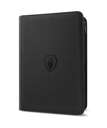 9 Pocket Zipper Card Binder, Fabmaker 360 Trading Card Holder Book, Premium PU Cover Zip Binder for Cards, Durable Side Loading Card Folders Album for MTC, TCG, Game Cards, Sports Cards, Black