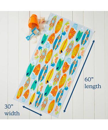 Kids Surfboards Pattern 100% Cotton Beach Towel - 30 x 60 Quick-Dry & Absorbent for Bath, Pool, Camping & Travel - Boys & Girls - Buy Online on SooperMarket.com