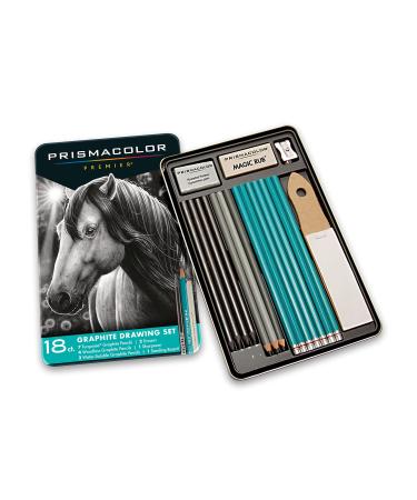 Prismacolor Premier Graphite Drawing Pencils with Erasers & Sharpeners, 18-Piece Set