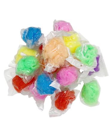 Loofah Lord 20 Individually Wrapped Small Full Bodied Quality Bath or Shower Sponge Loofahs Pouf Mesh Assorted Colors Wholesale Bulk Lot Individual Wrapped 20 20.0